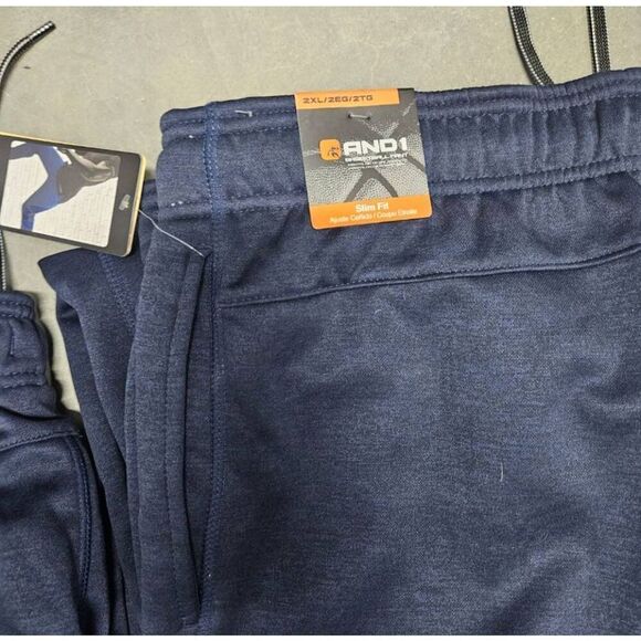 AND1 Basketball Pants Blue Pockets Media Pocket Adjustable Waist and Cuff Differ - Picture 9 of 10